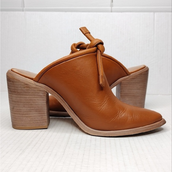 Wal & Pai Doty Boho Genuine Leather Stacked Heel Mules - Picture 7 of 16